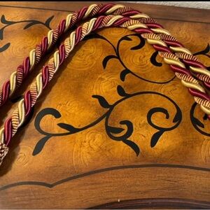 Decorative Burgundy and Gold Twisted Rope Curtain Tiebacks